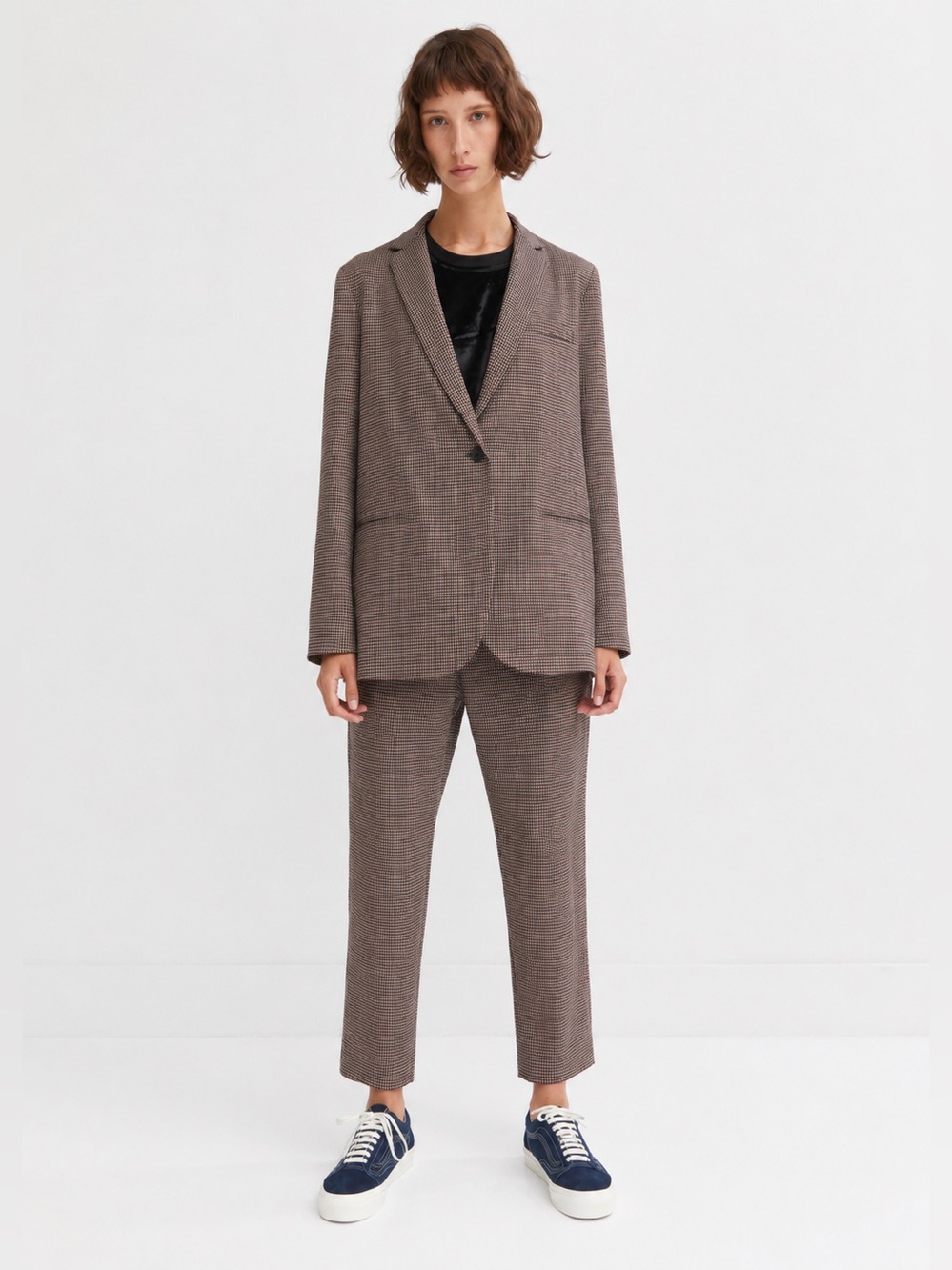 6397 New Swing Houndstooth Blazer Size S Wool Blend Oversized Designer